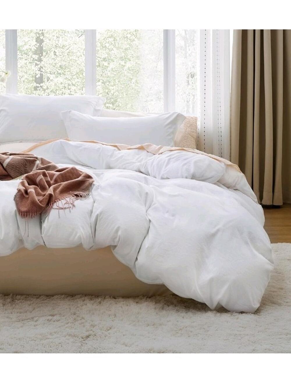 Bedsure White Queen Duvet Cover Set 3 Piece Prewashed Soft Polyester